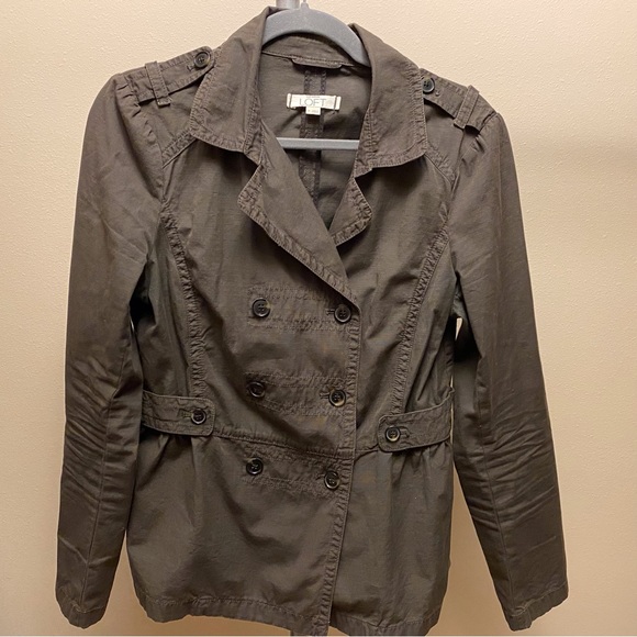 Ann Taylor Loft Dark Khaki Peplum Jacket Size Medium - Picture 2 of 8